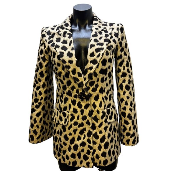 Giorgio Armani Leopard Print Blazer Jacket Tan Brown S - Picture 1 of 9